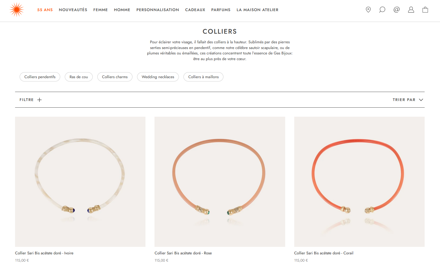 collier gas bijoux